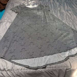 LuLaRoe Disney Minnie Mouse gray Lines Carly Hi Lo Dress Size Large LLR